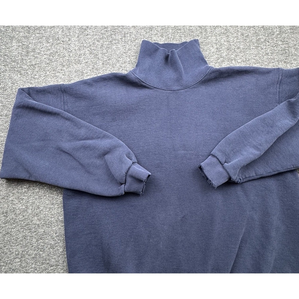 Pluma Sweatshirt Mens Sz L Blue Heavyweight Fleece Turtleneck Faded Made‎ USA
